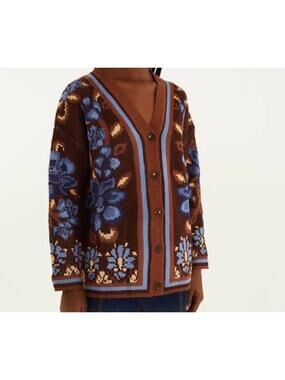 NWT Farm Rio (Brazil) Boho Floral Long Knit Cardigan Size Medium